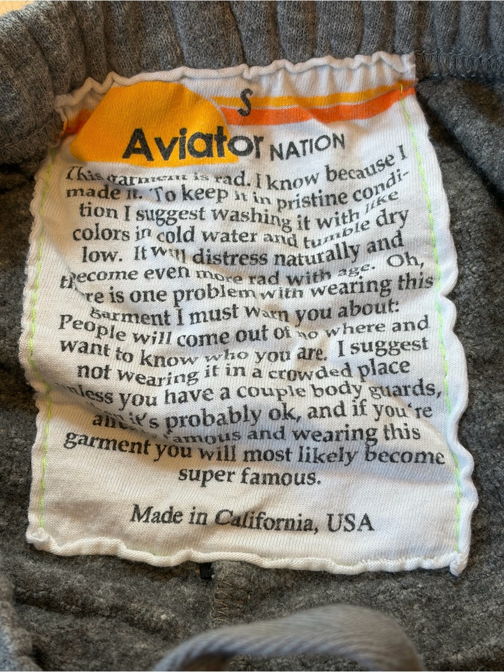 Aviator Nation Sweatpants Heather Grey Rainbow Logo on Leg size small - Picture 6 of 9